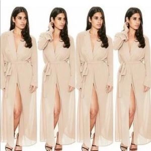 Nude Naked wardrobe sheer faux wrap dress